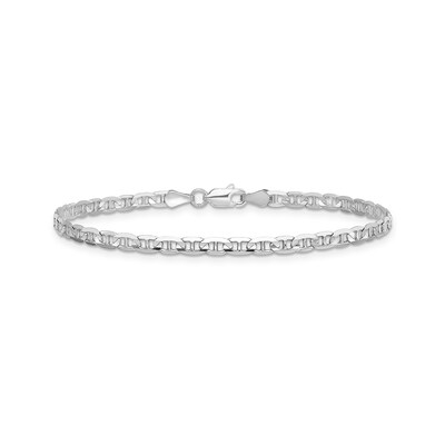 3.0mm Mariner Chain Bracelet in Solid 14K White Gold - 7"
