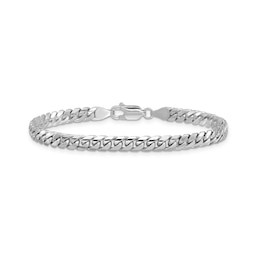4.3mm Solid Cuban Curb Chain Bracelet in 14K White Gold - 7&quot;