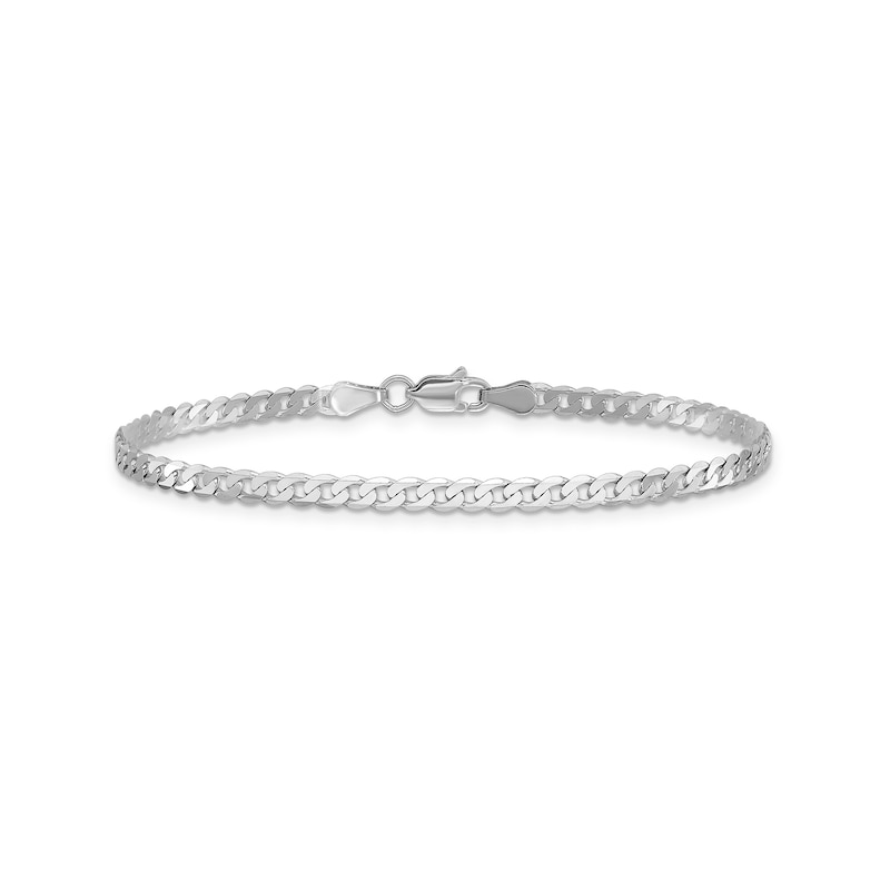 2.9mm Curb Chain Bracelet in Solid 14K White Gold - 7"|Peoples Jewellers