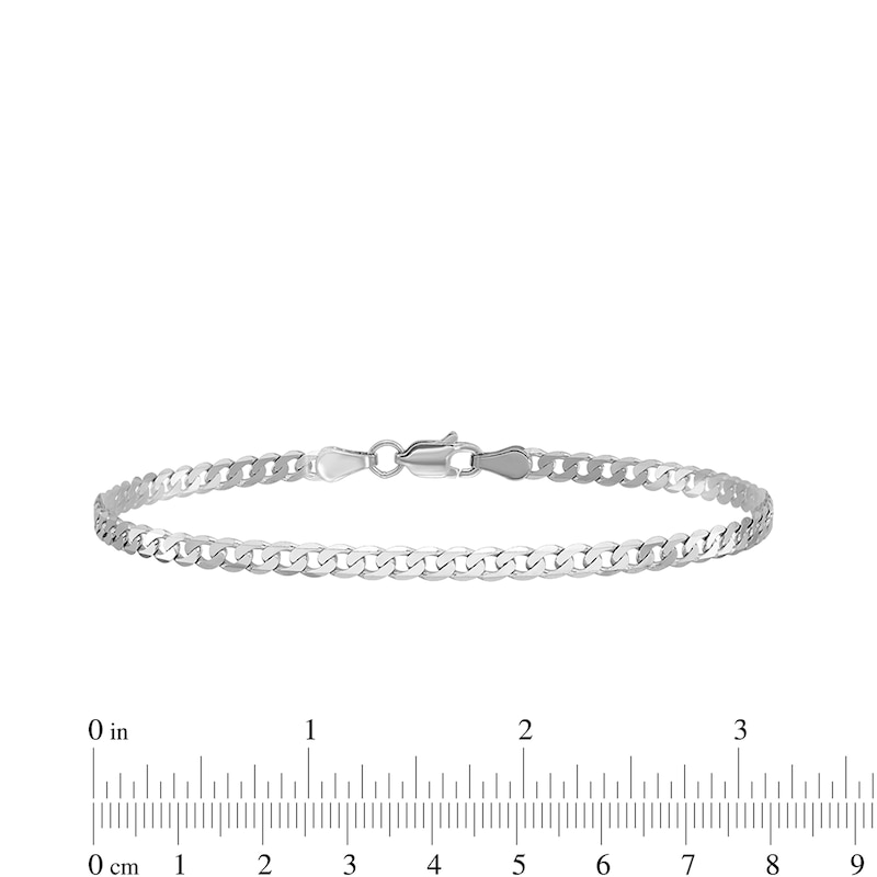 2.9mm Curb Chain Bracelet in Solid 14K White Gold - 7"