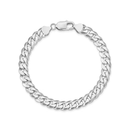8.0mm Solid Curb Chain Bracelet in 14K White Gold - 8&quot;