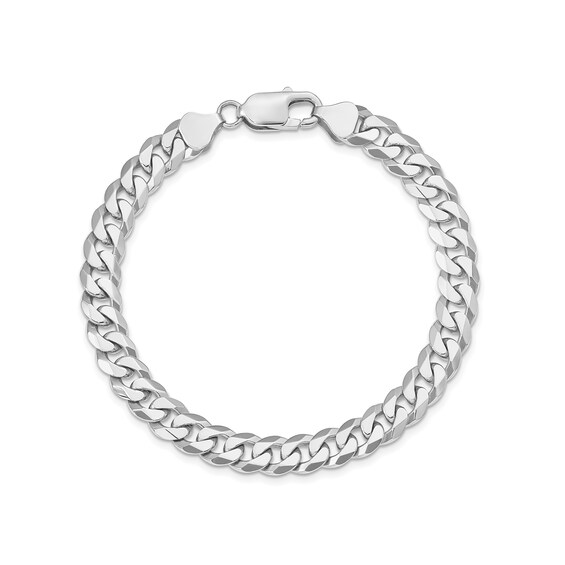 8.0mm Curb Chain Bracelet in Solid 14K White Gold - 8"