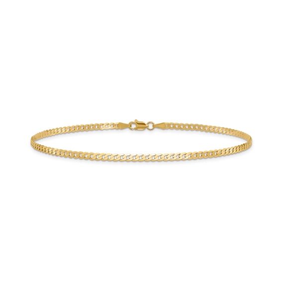 2.3mm Curb Chain Anklet in Solid 14K Gold - 10"