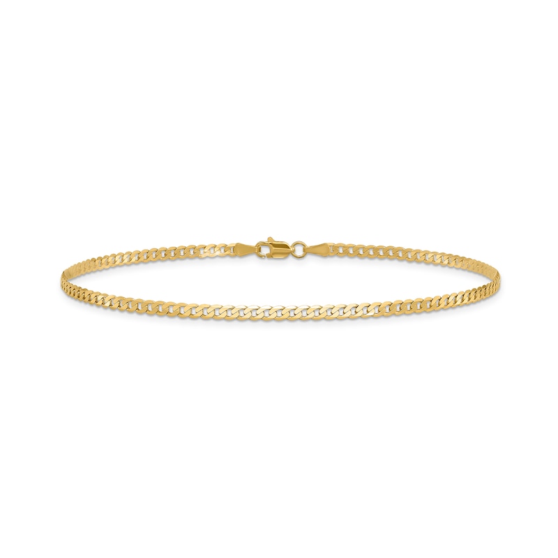 Main Image 1 of 2.3mm Curb Chain Anklet in Solid 14K Gold - 10"