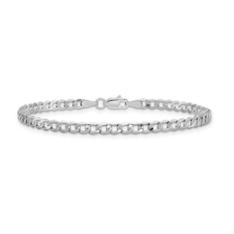 3.35mm Curb Chain Anklet in Hollow 14K White Gold - 10"