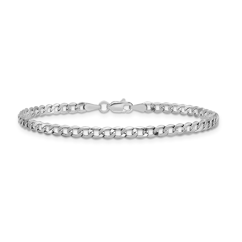 Main Image 1 of 3.35mm Curb Chain Anklet in Hollow 14K White Gold - 10"