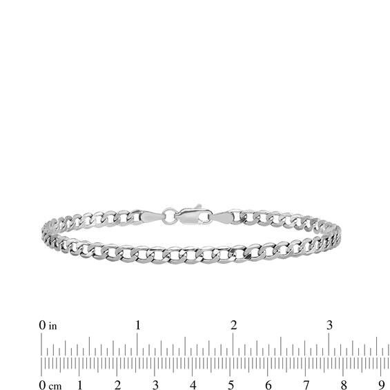 3.35mm Curb Chain Anklet in Hollow 14K White Gold - 10"