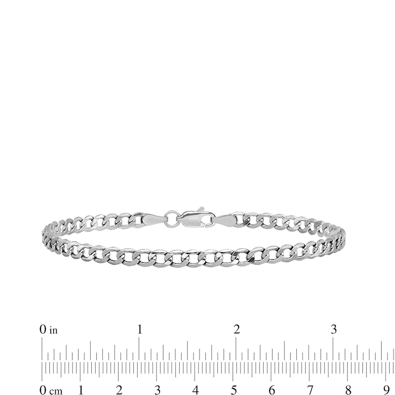 Main Image 2 of 3.35mm Curb Chain Anklet in Hollow 14K White Gold - 10"