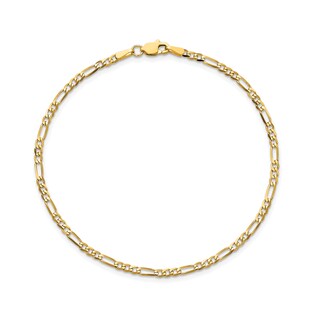 2.25mm Figaro Chain Anklet in Solid 14K Gold - 10"