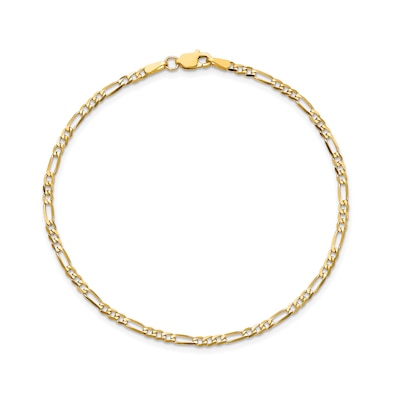 2.25mm Figaro Chain Anklet in Solid 14K Gold - 10"