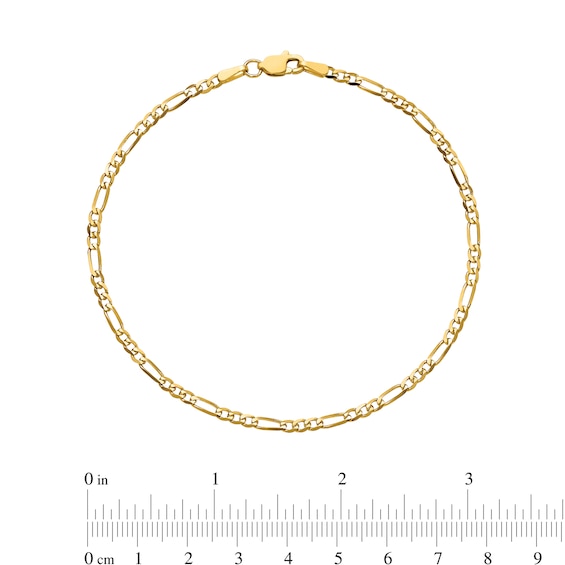 2.25mm Figaro Chain Anklet in Solid 14K Gold - 10"