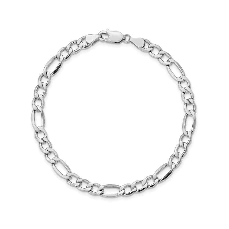 Main Image 1 of 5.75mm Figaro Chain Bracelet in Hollow 14K White Gold - 8"