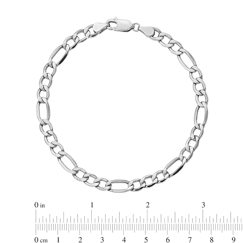 Main Image 2 of 5.75mm Figaro Chain Bracelet in Hollow 14K White Gold - 8"