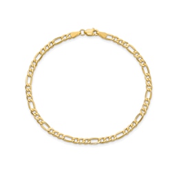 3.5mm Figaro Chain Bracelet in Hollow 14K Gold - 7"