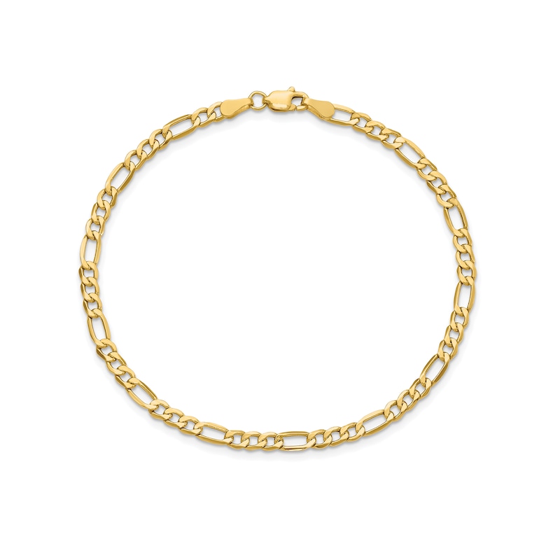 3.5mm Figaro Chain Bracelet in Hollow 14K Gold - 7"