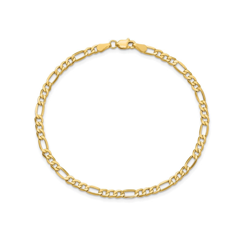 Main Image 1 of 3.5mm Figaro Chain Bracelet in Hollow 14K Gold - 7"