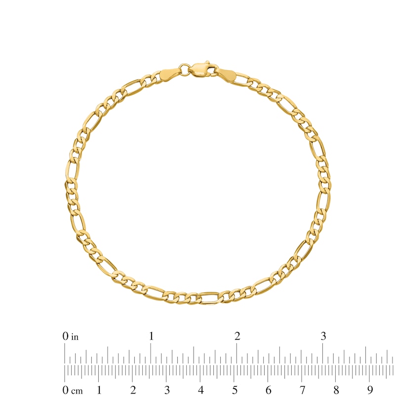 Main Image 2 of 3.5mm Figaro Chain Bracelet in Hollow 14K Gold - 7"