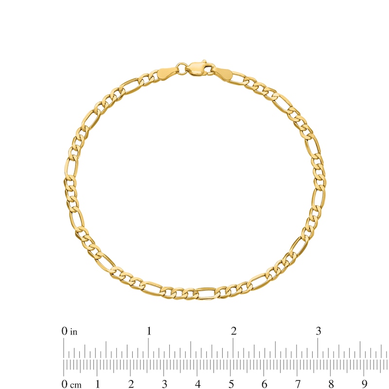 3.5mm Figaro Chain Bracelet in Hollow 14K Gold - 7"