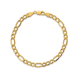 5.75mm Figaro Chain Bracelet in Hollow 14K Gold - 8"