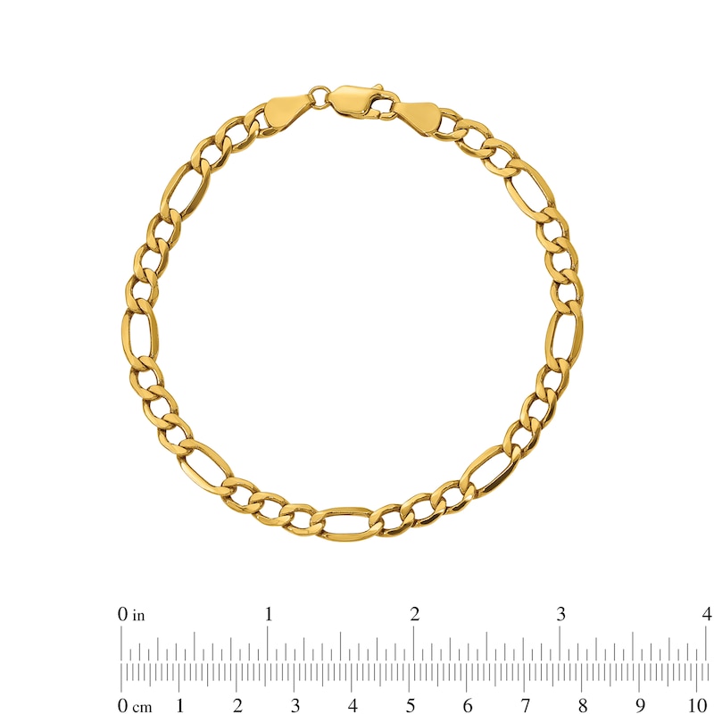 Main Image 2 of 5.75mm Figaro Chain Bracelet in Hollow 14K Gold - 8"