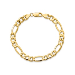8.5mm Figaro Chain Bracelet in Hollow 14K Gold - 8&quot;