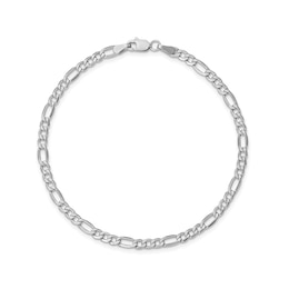 3.5mm Figaro Chain Anklet in Hollow 14K White Gold - 10"