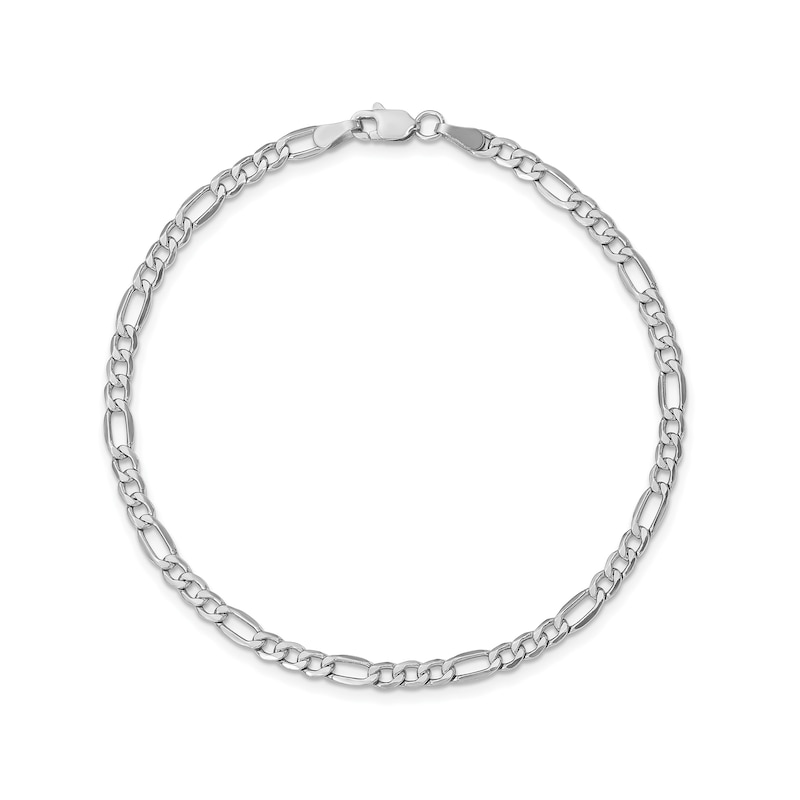 Main Image 1 of 3.5mm Figaro Chain Anklet in Hollow 14K White Gold - 10"