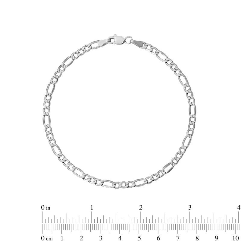 Main Image 2 of 3.5mm Figaro Chain Anklet in Hollow 14K White Gold - 10"