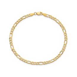 3.5mm Figaro Chain Anklet in Hollow 14K Gold - 10"