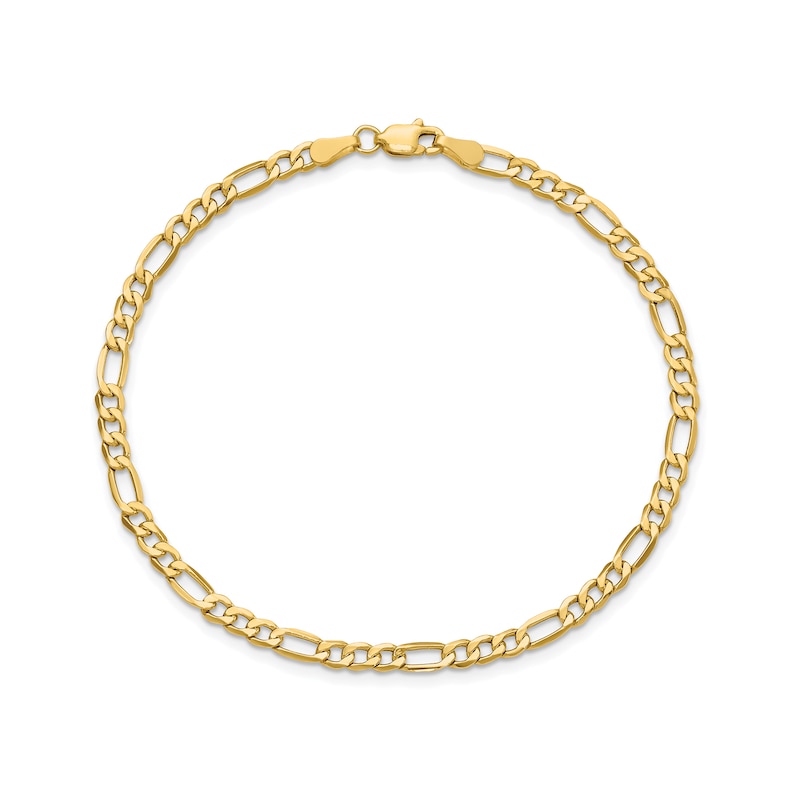Main Image 1 of 3.5mm Figaro Chain Anklet in Hollow 14K Gold - 10"