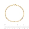 Thumbnail Image 2 of 3.5mm Figaro Chain Anklet in Hollow 14K Gold - 10"