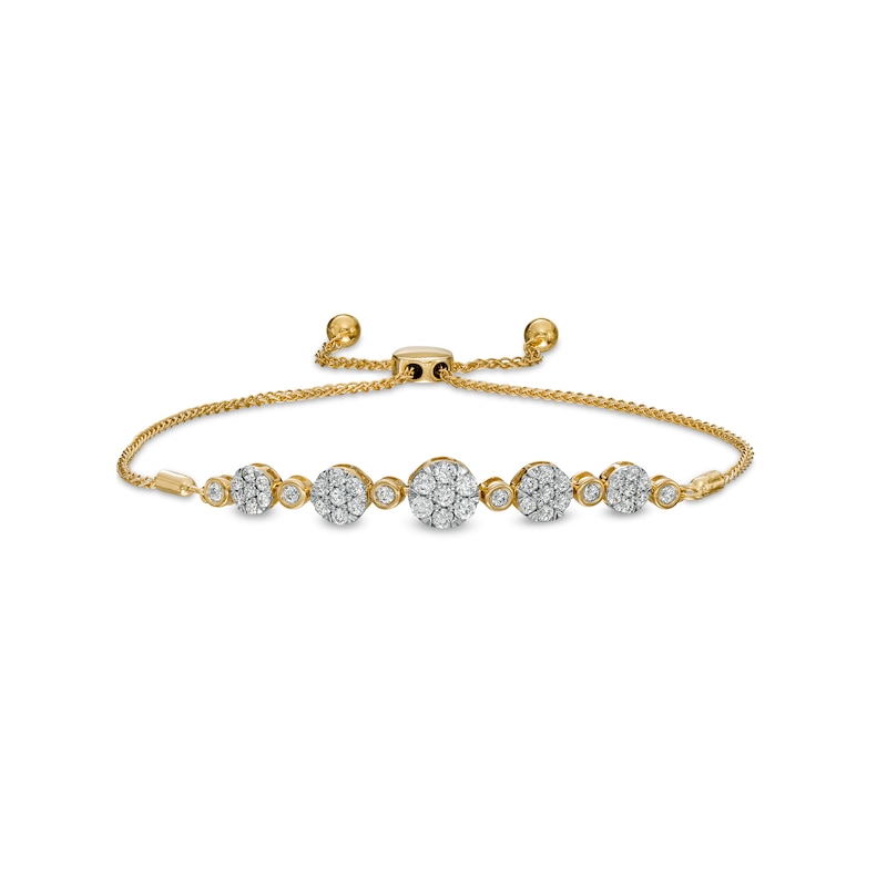 1.00 CT. T.W. Composite Diamond Alternating Bolo Bracelet in 10K Gold – 9.5"|Peoples Jewellers