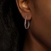 Thumbnail Image 2 of Garnet Inside-Out Oval Hoop Earrings in Sterling Silver