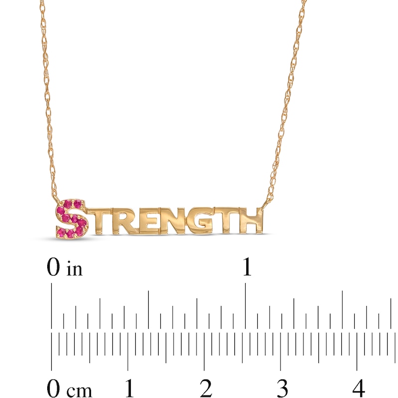 Ruby "STRENGTH" Necklace in 10K Gold - 20"