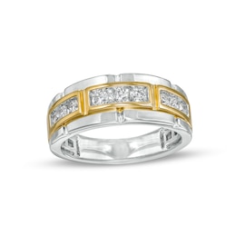 0.45 CT. T.W. Diamond Nine Stone Wedding Band in 14K Two-Tone Gold