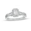 Thumbnail Image 0 of 1.00 CT. T.W. Emerald-Cut Diamond Frame Past Present Future® Engagement Ring in 14K White Gold (I/I1)