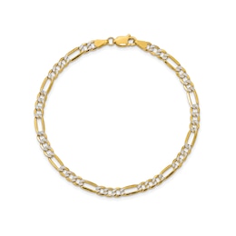 3.9mm Diamond-Cut Figaro Chain Bracelet in Hollow 14K Two-Tone Gold - 7"