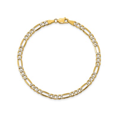 3.9mm Diamond-Cut Figaro Chain Bracelet in Hollow 14K Two-Tone Gold - 7"