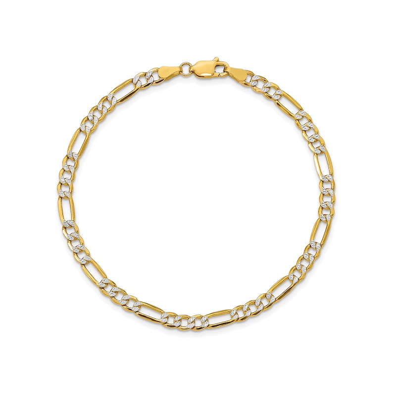 3.9mm Diamond-Cut Figaro Chain Bracelet in Hollow 14K Two-Tone Gold - 7"|Peoples Jewellers