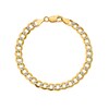 Thumbnail Image 1 of 6.75mm Diamond-Cut Curb Chain Bracelet in Hollow 14K Two-Tone Gold - 8"