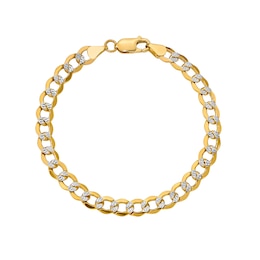 6.75mm Diamond-Cut Curb Chain Bracelet in Hollow 14K Two-Tone Gold - 8"