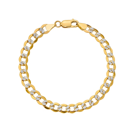 6.75mm Diamond-Cut Curb Chain Bracelet in Hollow 14K Two-Tone Gold - 8"