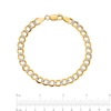 Thumbnail Image 2 of 6.75mm Diamond-Cut Curb Chain Bracelet in Hollow 14K Two-Tone Gold - 8"
