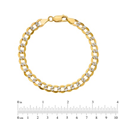 6.75mm Diamond-Cut Curb Chain Bracelet in Hollow 14K Two-Tone Gold - 8"
