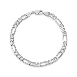 5.5mm Solid Figaro Chain Bracelet in 14K White Gold - 8&quot;