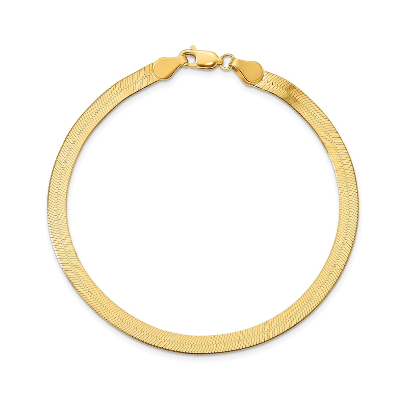 4.0mm Herringbone Chain Bracelet in Solid 14K Gold - 7"
