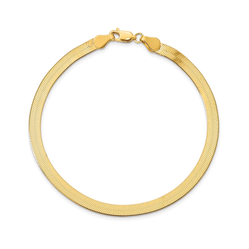 Main Image 1 of 4.0mm Herringbone Chain Bracelet in Solid 14K Gold - 7"