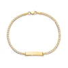 Rectangular ID and 4.5mm Curb Chain Bracelet in Solid 14K Gold - 7"