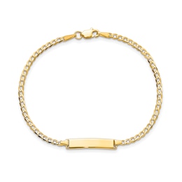 Rectangular ID and 4.5mm Solid Curb Chain Bracelet in 14K Gold - 7&quot;