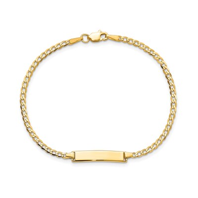 Rectangular ID and 4.5mm Curb Chain Bracelet in Solid 14K Gold - 7"